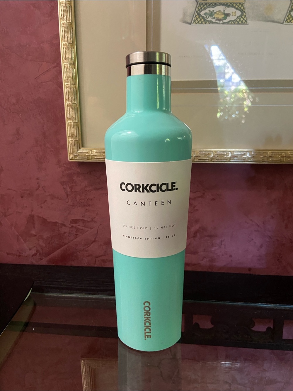 Corkcicle Canteen Water Bottle Turquoise Insulated No Leak Screw Cap 25 Oz NWT